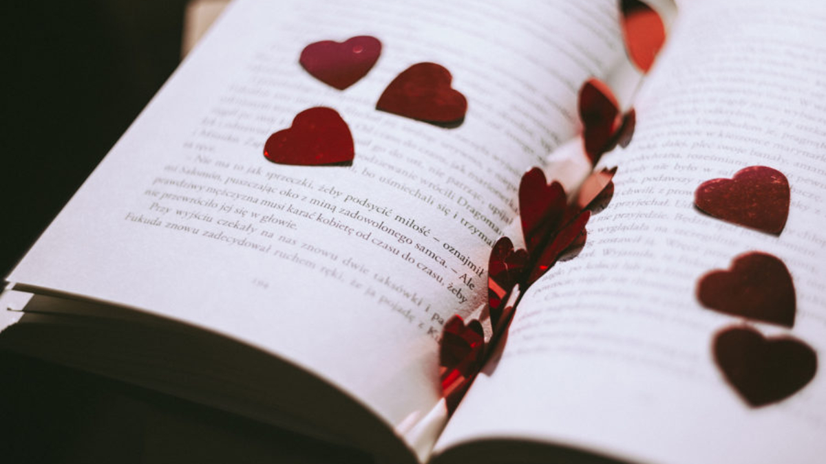 book with heart shaped petals